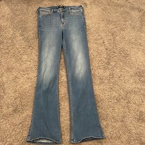 Blue boot-cut mid-rise jeans
